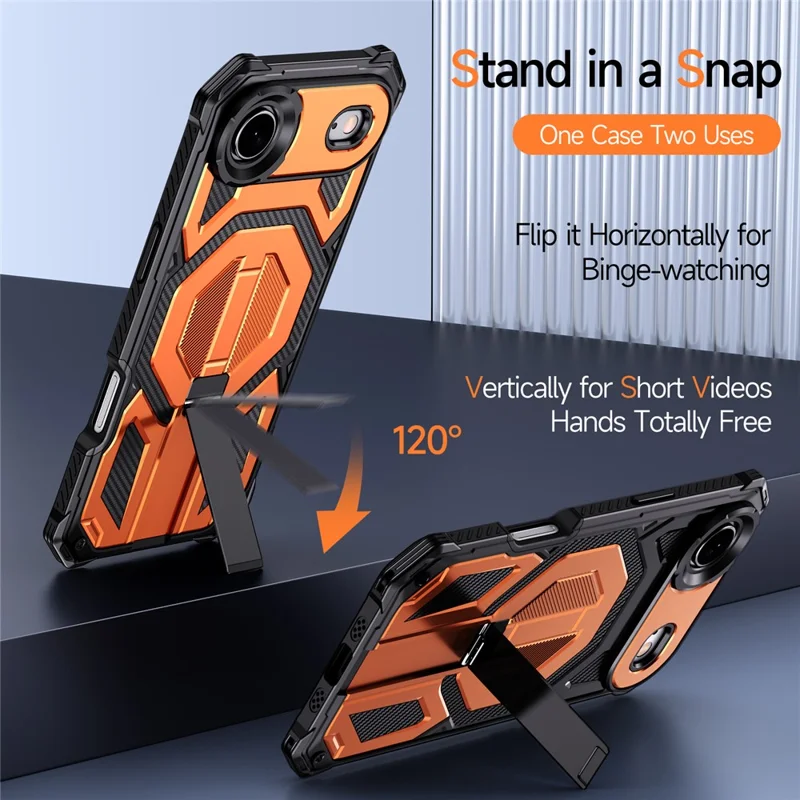 Etui magnetyczne na iPhone Air TPU + PC z podstawką, ochrona przed upadkiem - Pomarańczowy