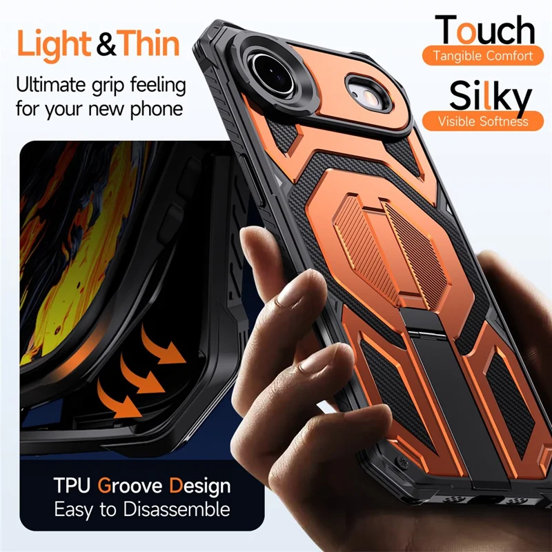 Etui magnetyczne na iPhone Air TPU + PC z podstawką, ochrona przed upadkiem - Pomarańczowy