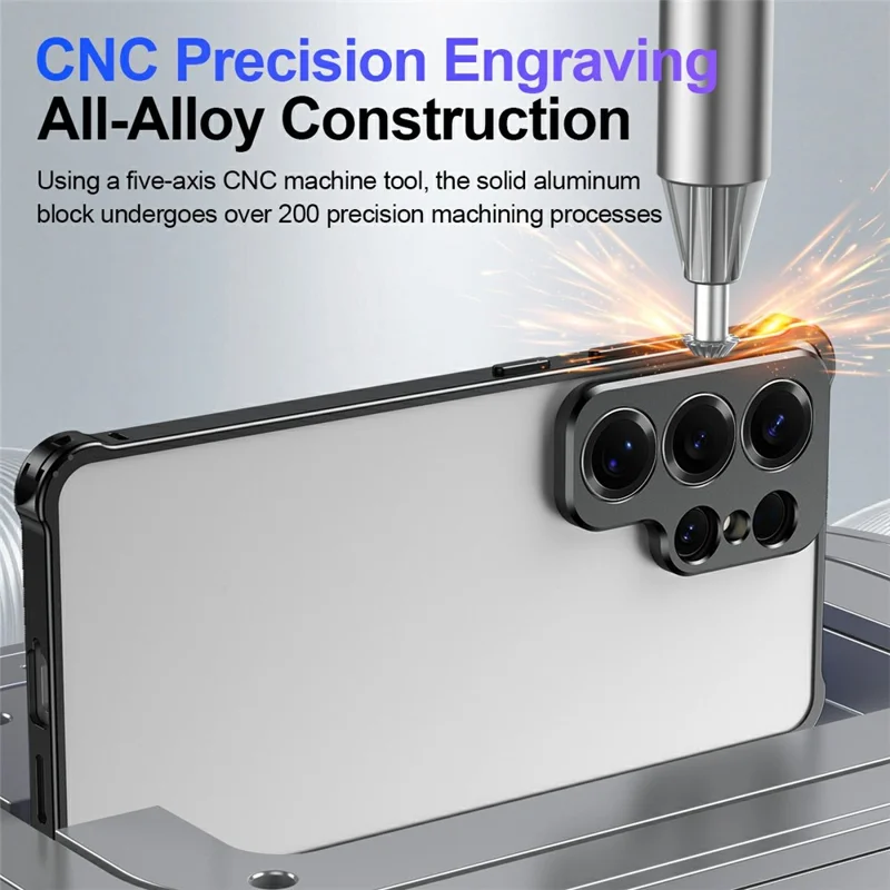 For Samsung Galaxy S26+ Bumper Case Alloy Frame Cover with Lens Frame - Orange