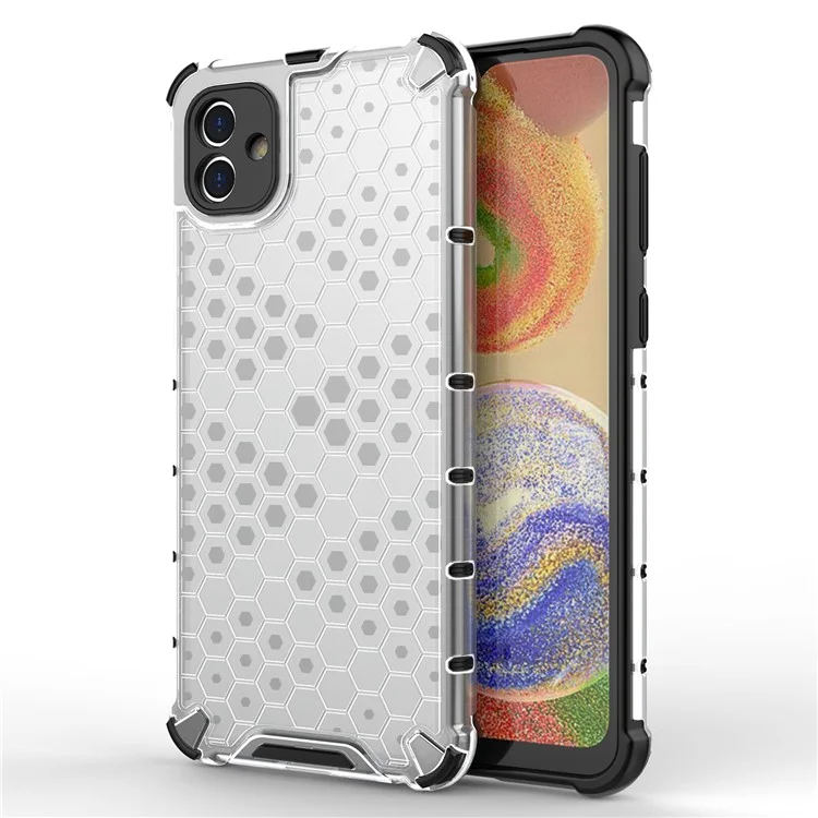 For Samsung Galaxy A04 4G (164.4 x 76.3 x 9.1 mm) TPU + PC Protective Case Honeycomb Texture Drop-proof Back Cover - Grey