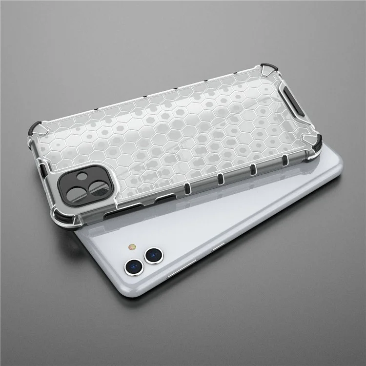 For Samsung Galaxy A04 4G (164.4 x 76.3 x 9.1 mm) TPU + PC Protective Case Honeycomb Texture Drop-proof Back Cover - Grey