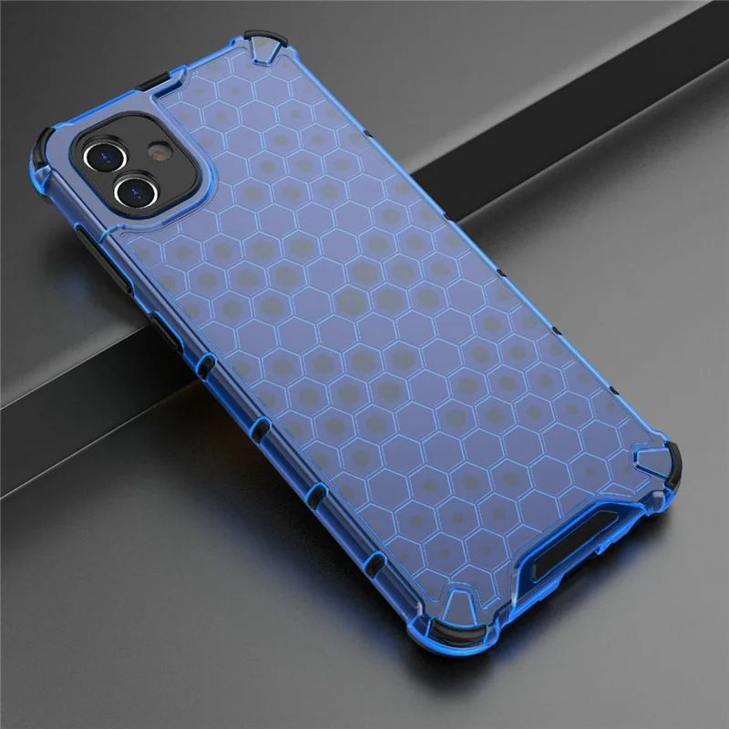 For Samsung Galaxy A04 4G (164.4 x 76.3 x 9.1 mm) TPU + PC Protective Case Honeycomb Texture Drop-proof Back Cover - Blue