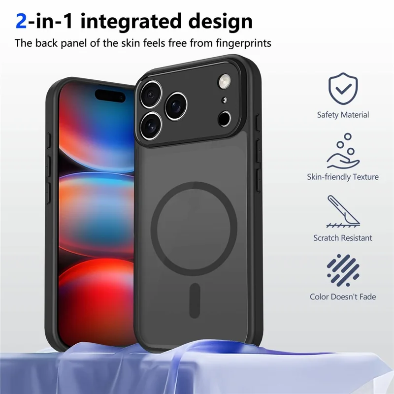 Capa Magnética para iPhone 17 Pro com Toque Suave Mate Translúcida em PC + TPU, Proteção Contra Quedas