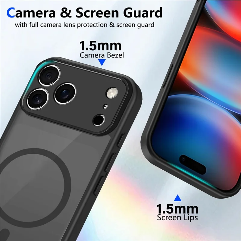 Capa Magnética para iPhone 17 Pro com Toque Suave Mate Translúcida em PC + TPU, Proteção Contra Quedas