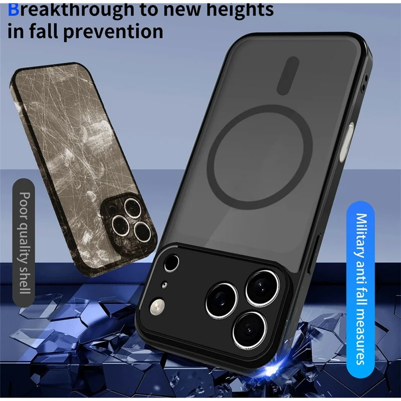 Capa Magnética para iPhone 17 Pro com Toque Suave Mate Translúcida em PC + TPU, Proteção Contra Quedas