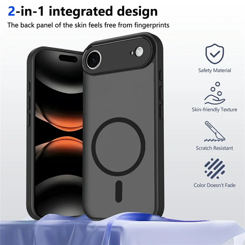 Магнитный прозрачный чехол для iPhone 17 Air с матовой текстурой, PC + TPU, защита от падений