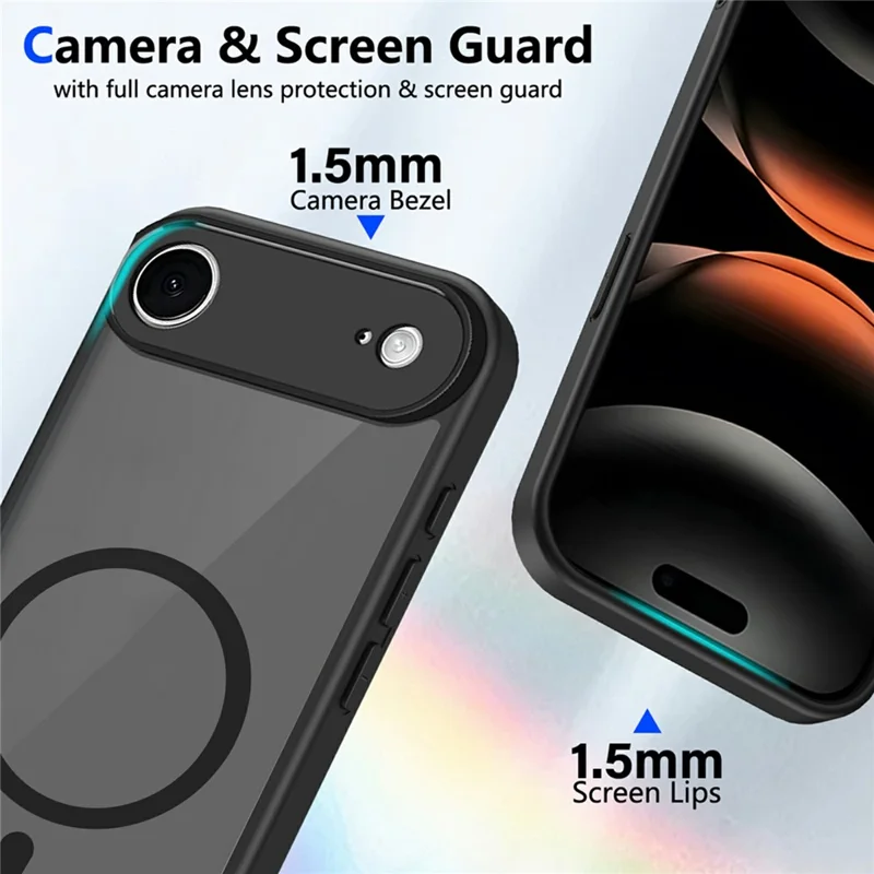 Магнитный прозрачный чехол для iPhone 17 Air с матовой текстурой, PC + TPU, защита от падений