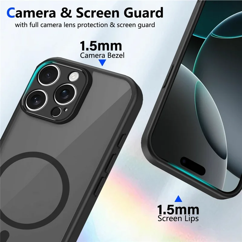 Магнитный чехол для iPhone 16 Pro, матовый прозрачный, текстура приятная на ощупь, задняя панель из поликарбоната и ТПУ, защита от падений