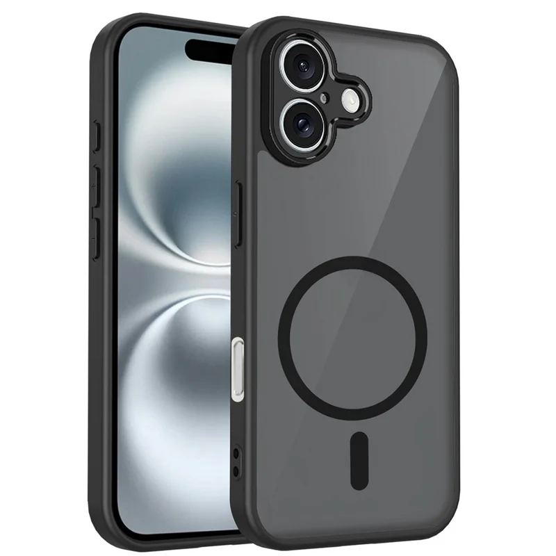 Магнитный чехол для iPhone 16 с матовым текстурированным покрытием, полупрозрачный, из поликарбоната и ТПУ, с защитой от падений