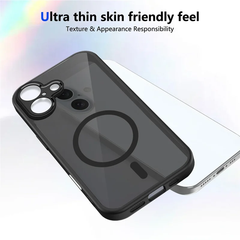 Магнитный чехол для iPhone 16 с матовым текстурированным покрытием, полупрозрачный, из поликарбоната и ТПУ, с защитой от падений