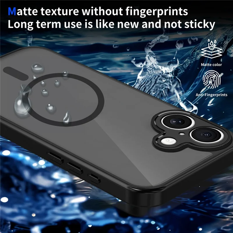 Магнитный чехол для iPhone 16 с матовым текстурированным покрытием, полупрозрачный, из поликарбоната и ТПУ, с защитой от падений