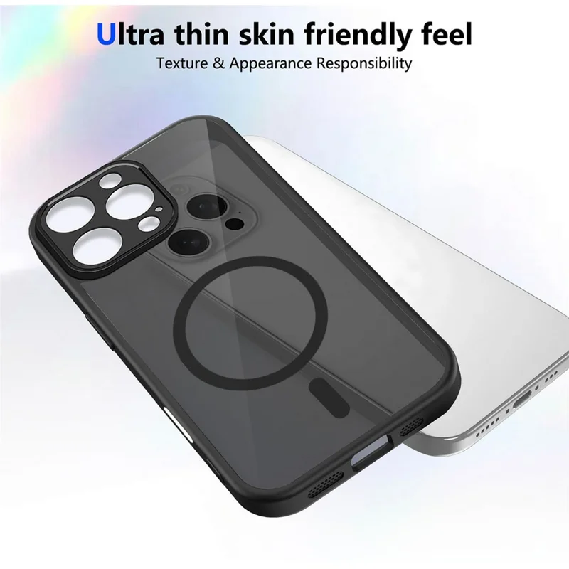 For iPhone 16 Pro Max Magnetic Case Skin Touch Matte Translucent PC + TPU Anti-Drop Phone Cover