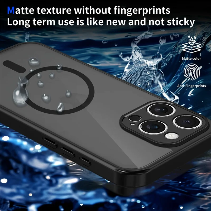 For iPhone 16 Pro Max Magnetic Case Skin Touch Matte Translucent PC + TPU Anti-Drop Phone Cover