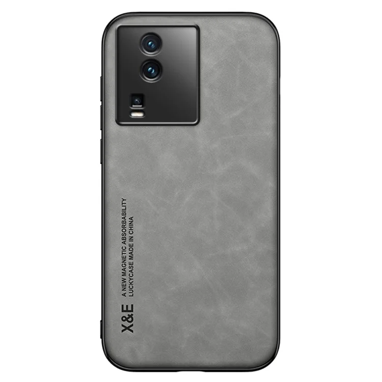 X&E Anti-fall Phone Cover For vivo iQOO Neo7 5G Custodia per telefono magnetica e anti-caduta, con rivestimento in pelle - Grigio