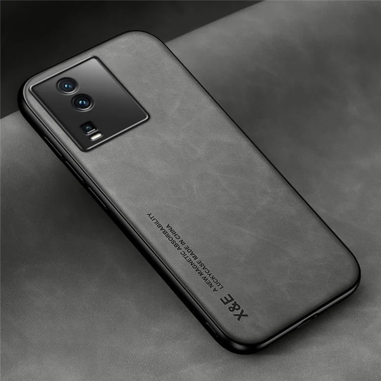 X&E Anti-fall Phone Cover For vivo iQOO Neo7 5G Custodia per telefono magnetica e anti-caduta, con rivestimento in pelle - Grigio