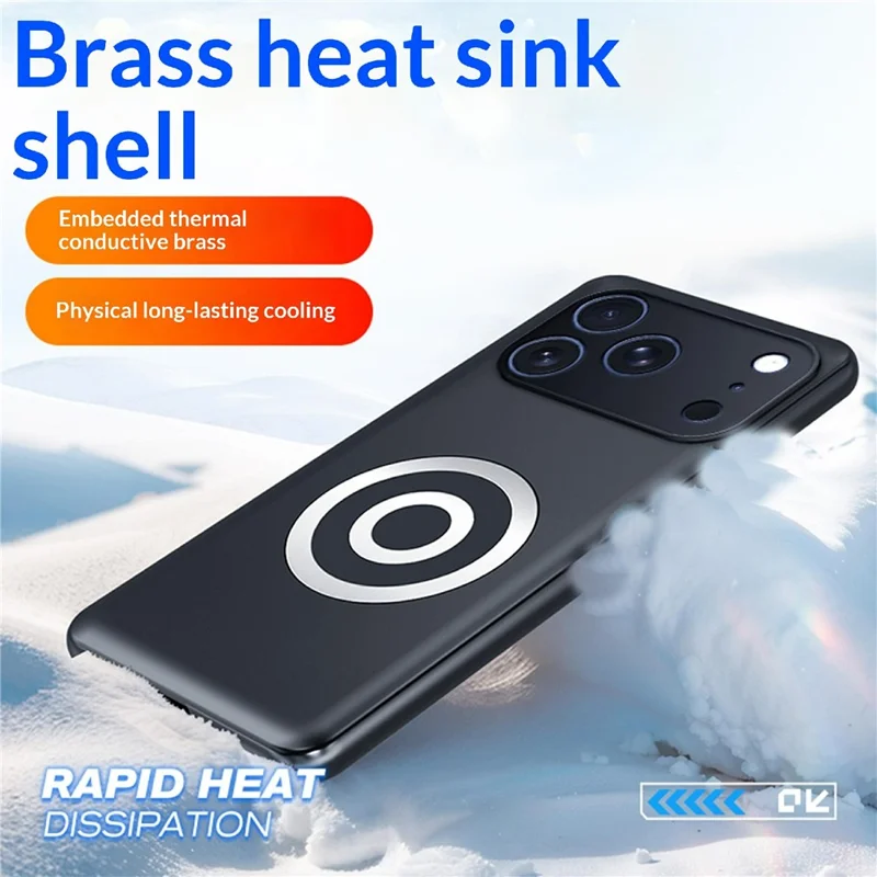 For iPhone 17 Pro Max Case Graphene + Brass Heat Dissipation Silicone PC Phone Cover Support Magnetic Car Mount