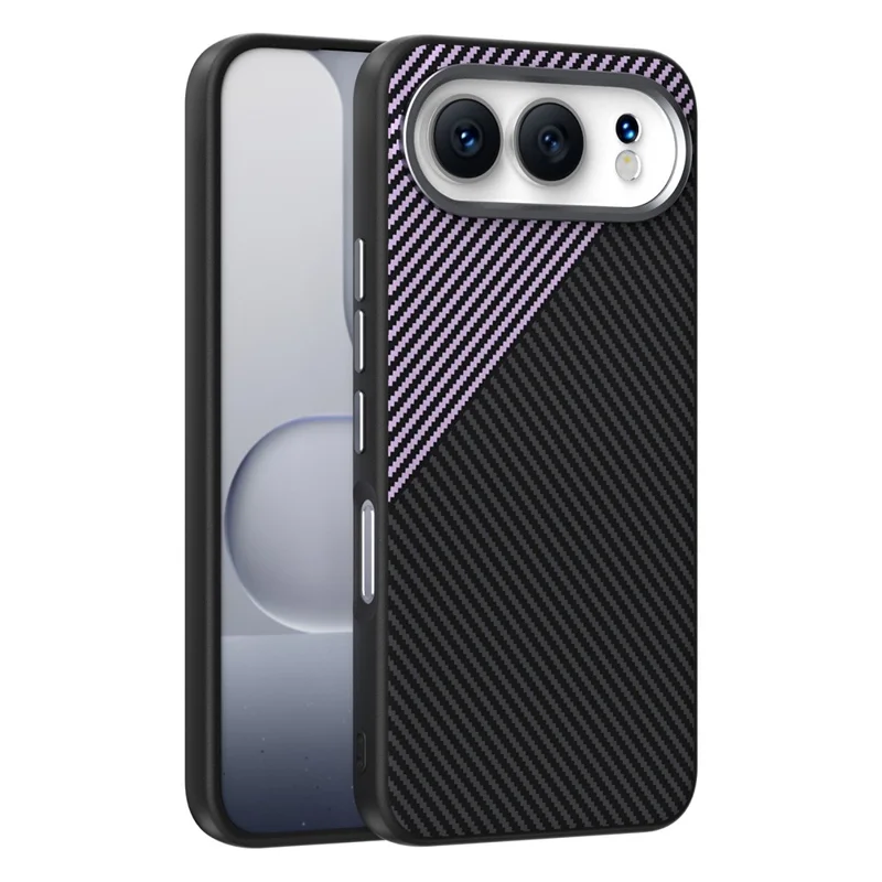 ABEEL For Honor 500 5G Magnetic Case Carbon Fiber Texture TPU PC PU Phone Back Cover - Black  /  Purple