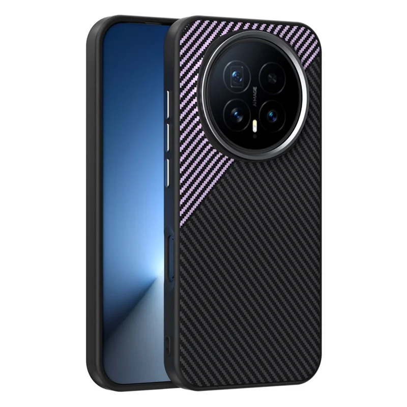 ABEEL til Honor Magic8 5G Magnetisk Task Carbonfiberstruktur TPU PC PU Telefon Bagdæksel - Sort / Lilla