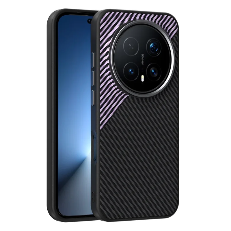 ABEEL For Honor Magic8 Pro 5G Magnetic Case Carbon Fiber Texture TPU PC PU Phone Back Cover - Black  /  Purple