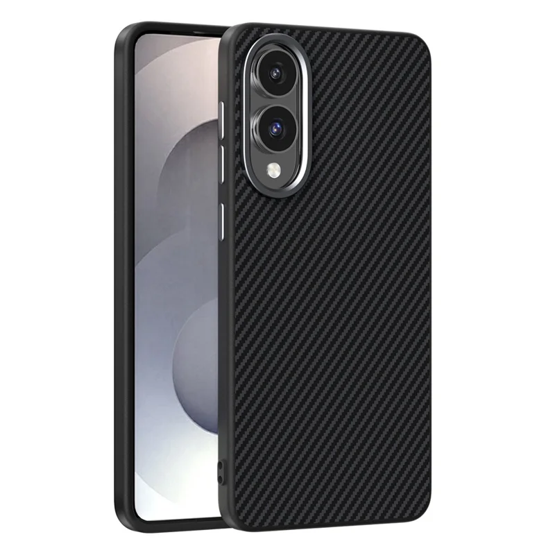 ABEEL For Samsung Galaxy S25 Edge Magnetic Case Carbon Fiber Texture TPU PC PU Phone Back Cover - Black