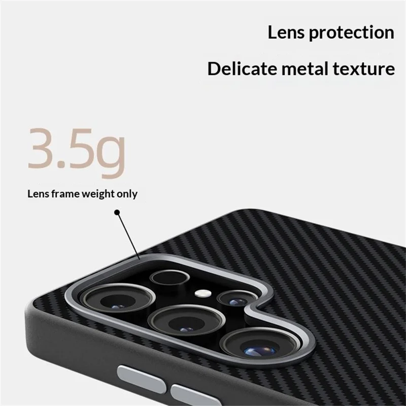 ABEEL For Samsung Galaxy S25 Edge Magnetic Case Carbon Fiber Texture TPU PC PU Phone Back Cover - Black