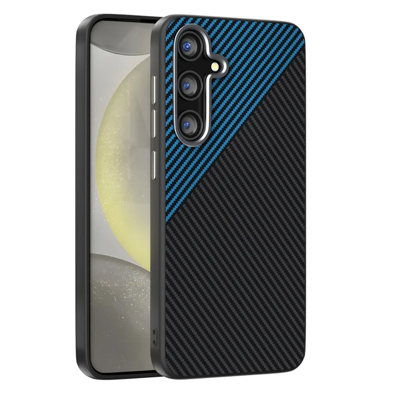 ABEEL For Samsung Galaxy S25 FE Magnetic Case Carbon Fiber Texture TPU PC PU Phone Back Cover - Black  /  Blue