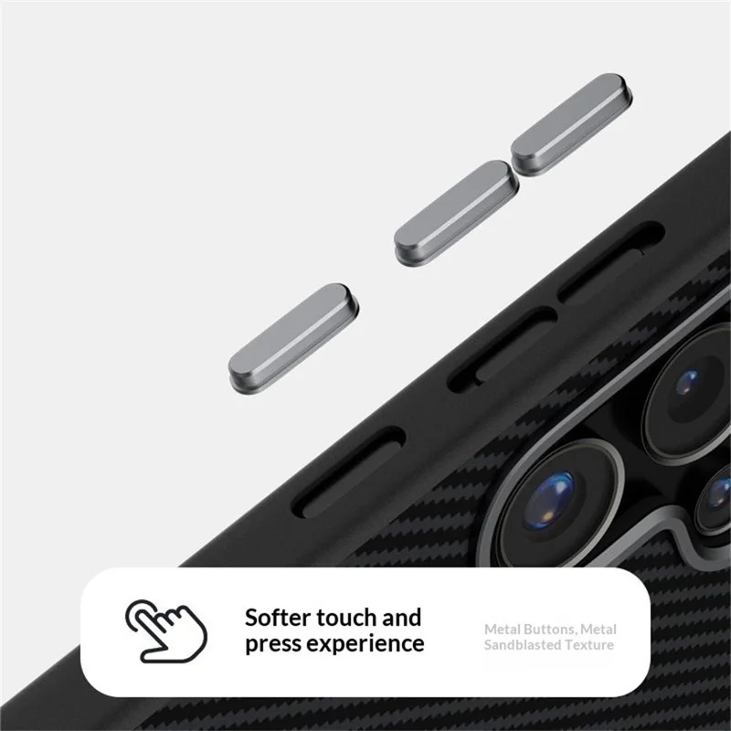 ABEEL For Samsung Galaxy S25 FE Magnetic Case Carbon Fiber Texture TPU PC PU Phone Back Cover - Black  /  Blue