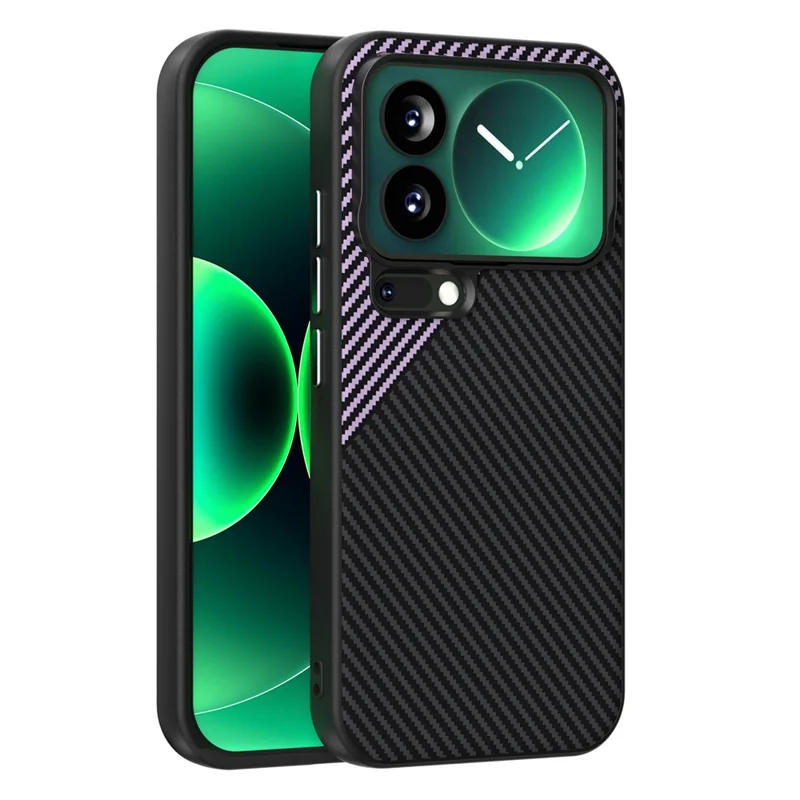 ABEEL For Xiaomi 17 Pro Magnetic Case Carbon Fiber Texture TPU PC PU Phone Back Cover - Black  /  Purple