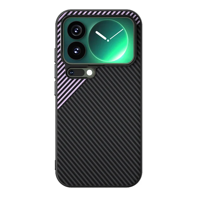 ABEEL For Xiaomi 17 Pro Magnetic Case Carbon Fiber Texture TPU PC PU Phone Back Cover - Black  /  Purple