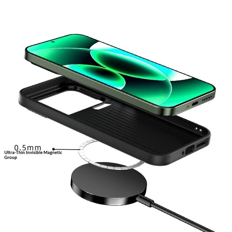 ABEEL For Xiaomi 17 Pro Magnetic Case Carbon Fiber Texture TPU PC PU Phone Back Cover - Black  /  Purple