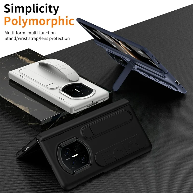 For Huawei Mate X7 Case Kickstand Wristband PC Phone Cover with Tempered Glass Film - Pink