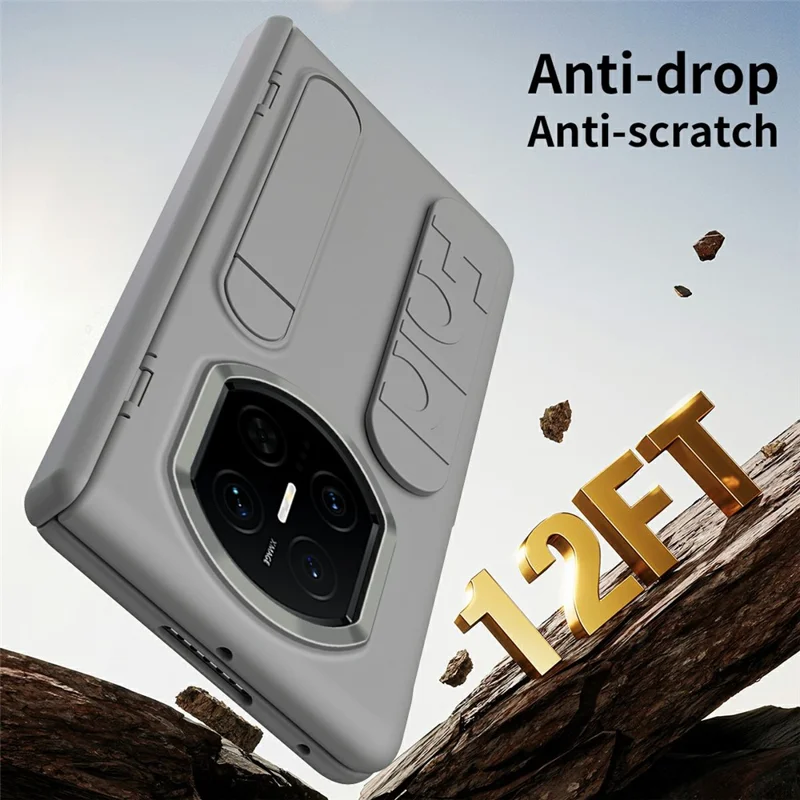 For Huawei Mate X7 Case Kickstand Wristband PC Phone Cover with Tempered Glass Film - Pink