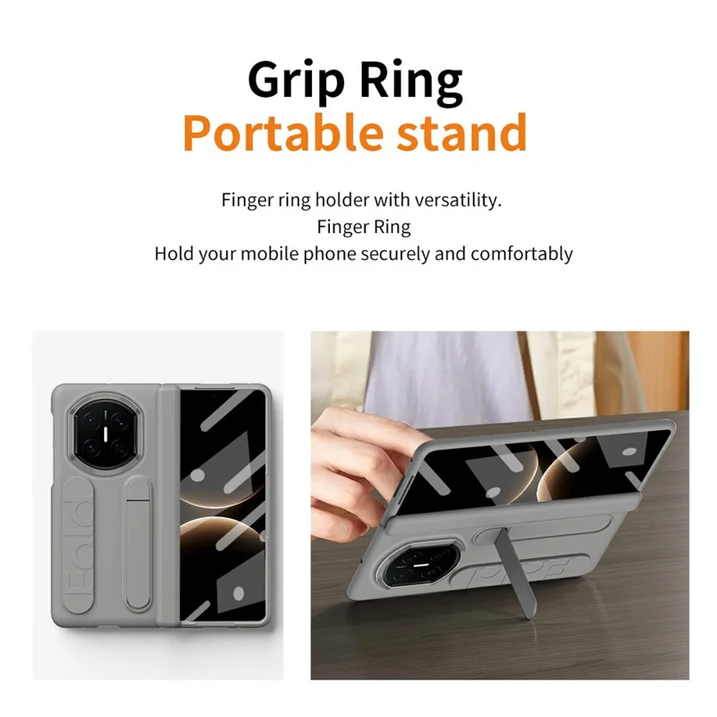 For Huawei Mate X7 Case Kickstand Wristband PC Phone Cover with Tempered Glass Film - Pink