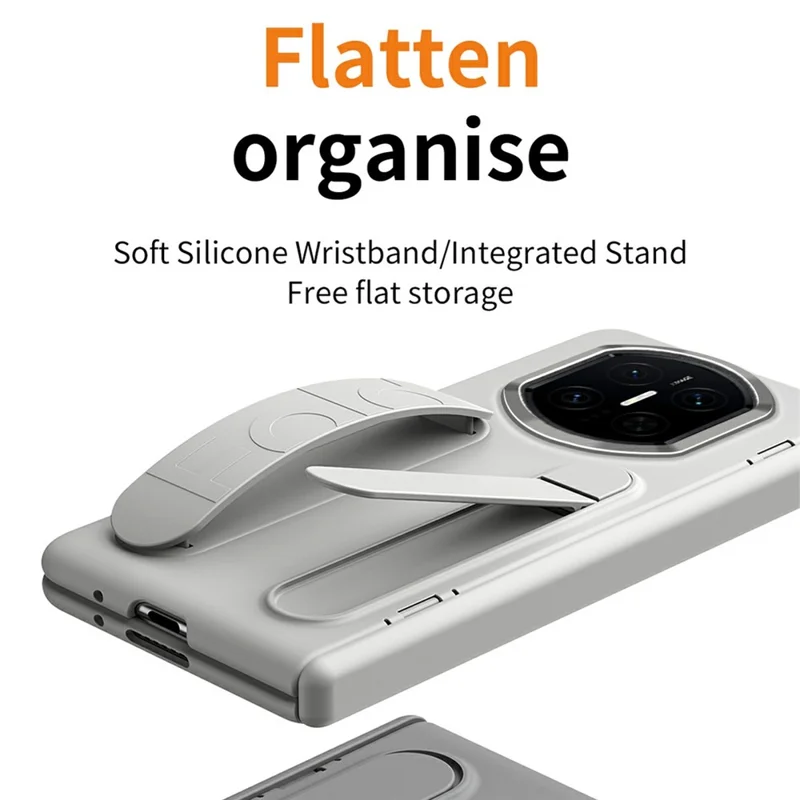 For Huawei Mate X7 Case Kickstand Wristband PC Phone Cover with Tempered Glass Film - Pink