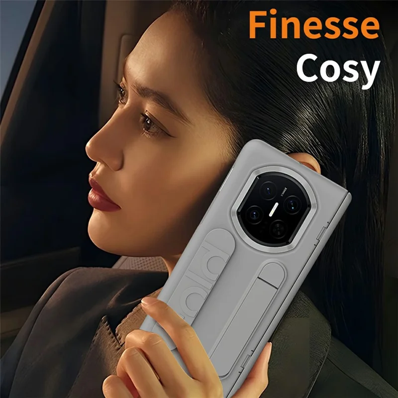 For Huawei Mate X7 Case Kickstand Wristband PC Phone Cover with Tempered Glass Film - Pink