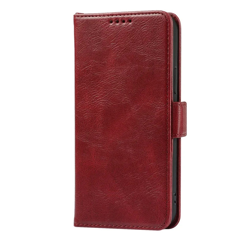 For iPhone 14 Shockproof Flip Leather Phone Case Retro Wallet Stand Magnetic Clasp Phone Cover with Strap - Red