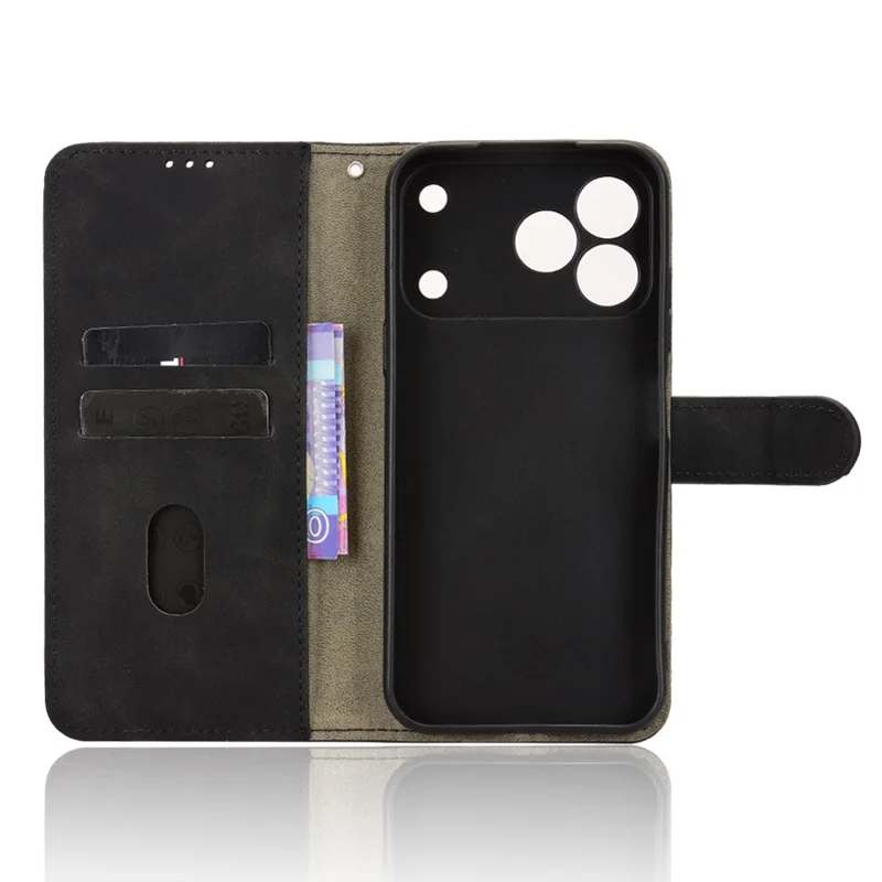 For ZTE Blade V80 Vita  /  V80 Design Leather Case Skin Feel Anti Drop Wallet Stand Flip Phone Cover - Black