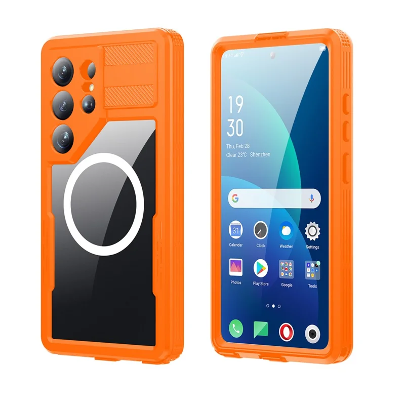 REDPEPPER For Samsung Galaxy S26 Ultra IP68 Waterproof Case Clear Magnetic Phone Cover - Orange