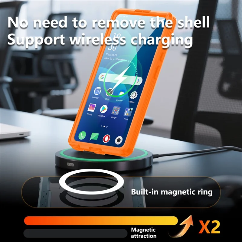 REDPEPPER For Samsung Galaxy S26 Ultra IP68 Waterproof Case Clear Magnetic Phone Cover - Orange