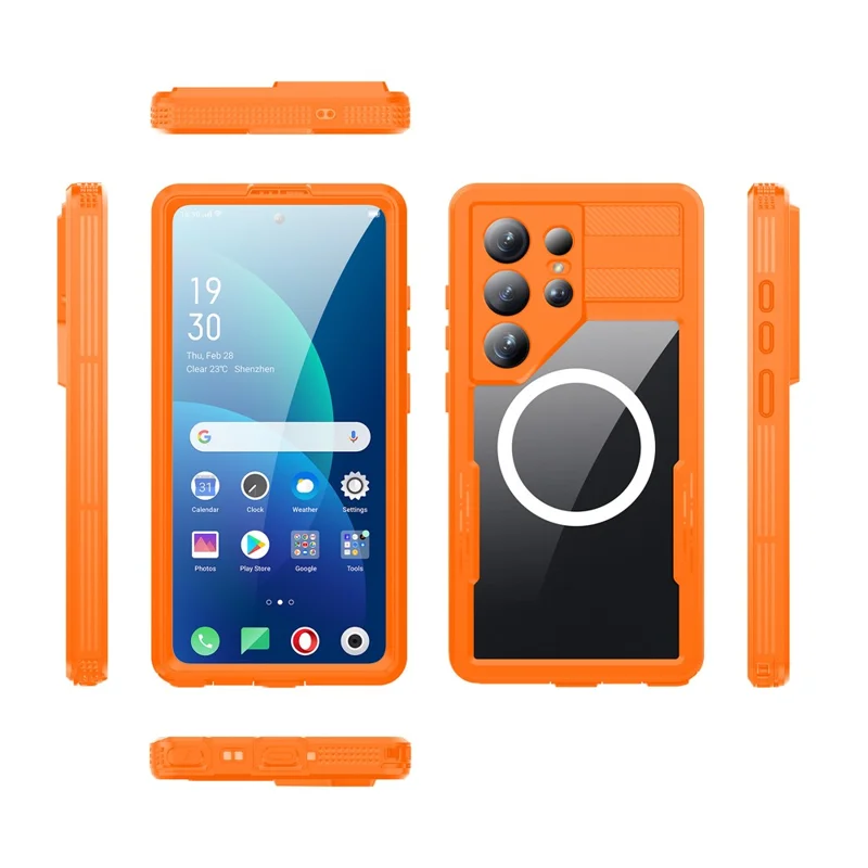 REDPEPPER For Samsung Galaxy S26 Ultra IP68 Waterproof Case Clear Magnetic Phone Cover - Orange