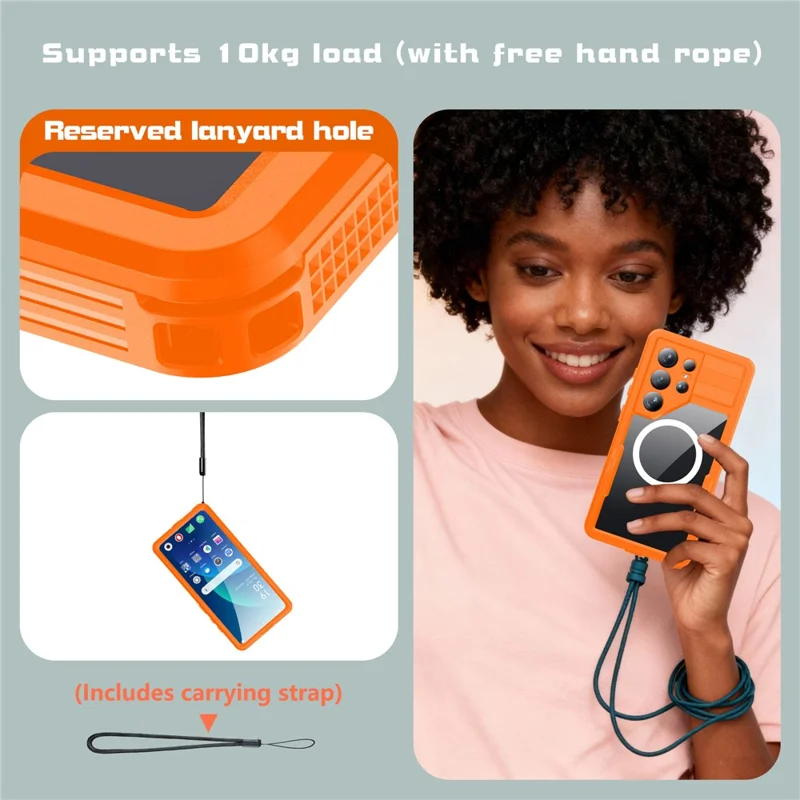 REDPEPPER For Samsung Galaxy S26 Ultra IP68 Waterproof Case Clear Magnetic Phone Cover - Orange