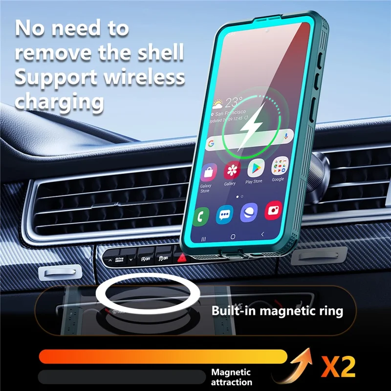 REDPEPPER Étui étanche IP68 pour Samsung Galaxy S26, housse magnétique transparente - Bleu