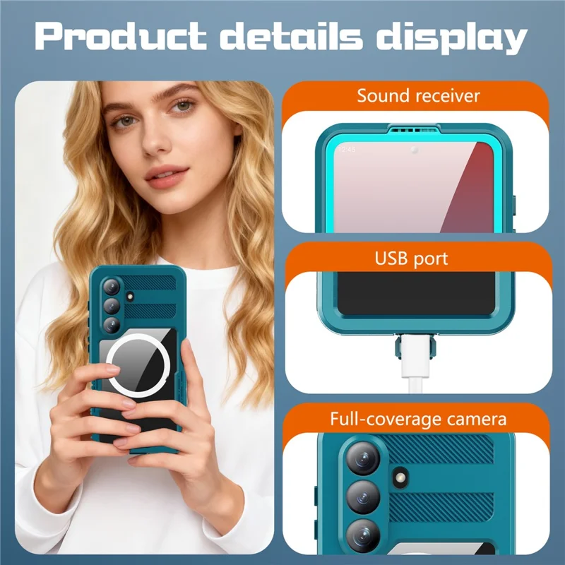 REDPEPPER Étui étanche IP68 pour Samsung Galaxy S26, housse magnétique transparente - Bleu