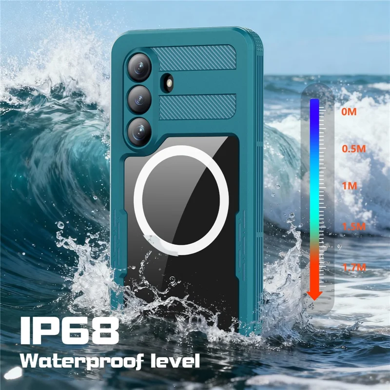 REDPEPPER Étui étanche IP68 pour Samsung Galaxy S26, housse magnétique transparente - Bleu