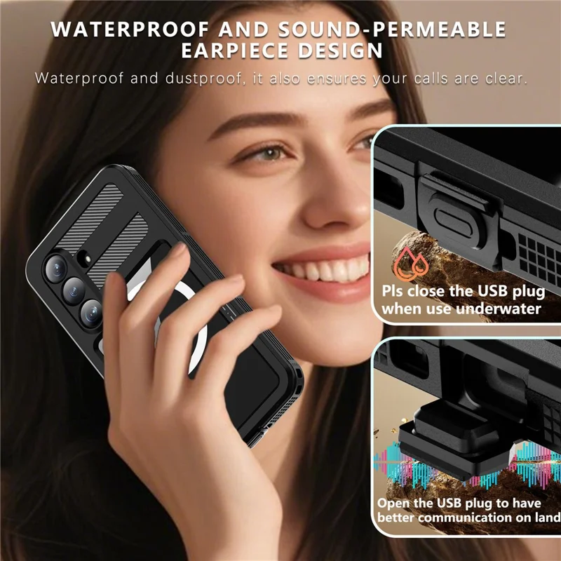 REDPEPPER pour Samsung Galaxy S26 étui étanche IP68, coque magnétique transparente - Noir