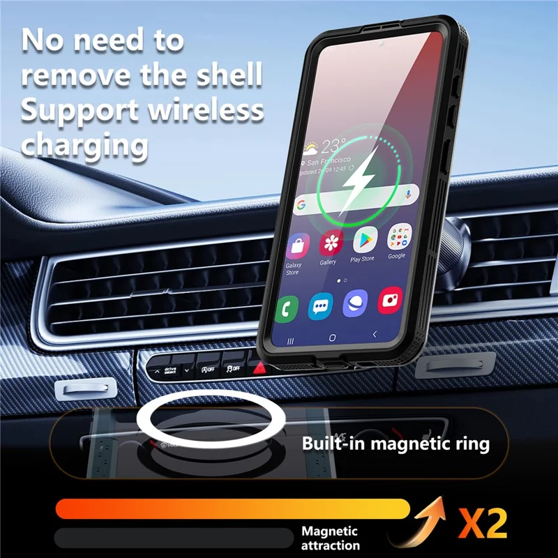 REDPEPPER pour Samsung Galaxy S26 étui étanche IP68, coque magnétique transparente - Noir