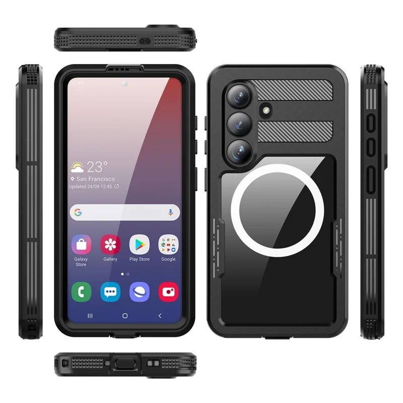 REDPEPPER pour Samsung Galaxy S26 étui étanche IP68, coque magnétique transparente - Noir