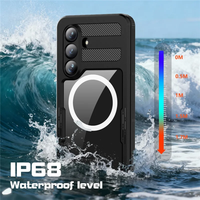 REDPEPPER pour Samsung Galaxy S26 étui étanche IP68, coque magnétique transparente - Noir