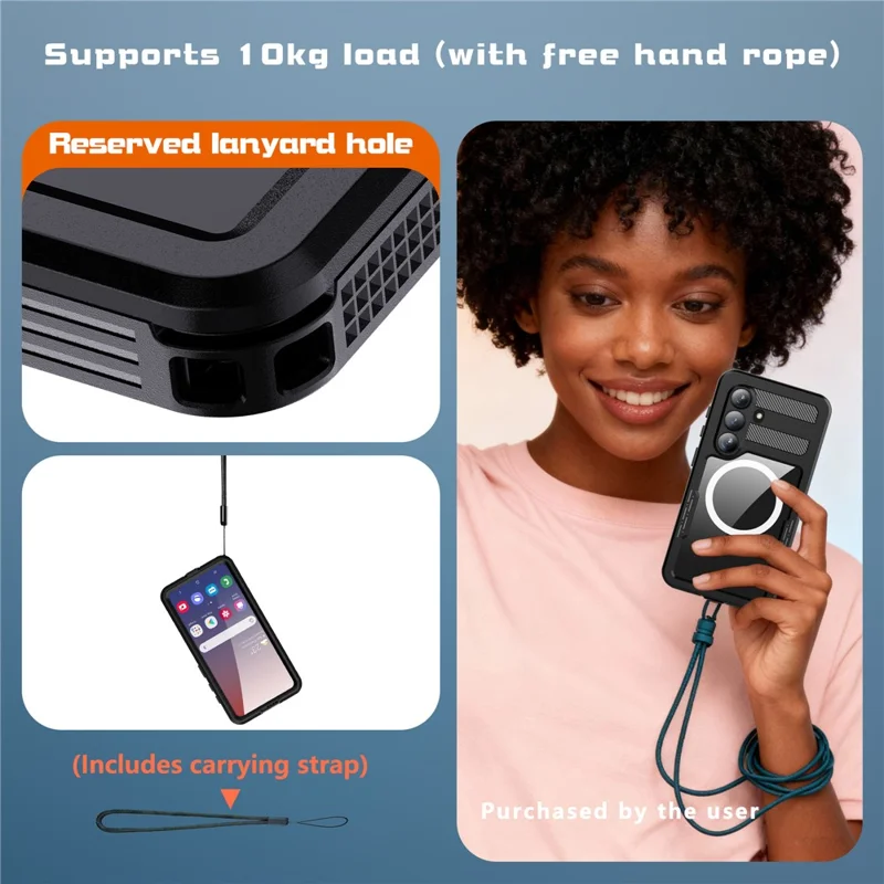REDPEPPER pour Samsung Galaxy S26 étui étanche IP68, coque magnétique transparente - Noir