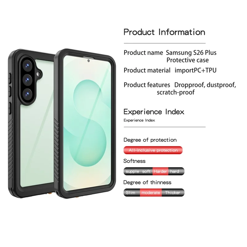 REDPEPPER Serie FS per Samsung Galaxy S26+ Custodia Impermeabile IP68 Protezione Anticaduta